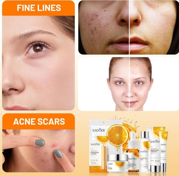 Xumann 7PCS Vitamin C Skincare Gift Set for Teen Girl, Skin Care for Teenage, Cleanser Toner Moisturiser Set for Women