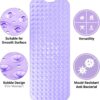 ADOV Bath Mat Non Slip, 100x40cm Extra Long Shower Mat Anti Mould, Anti-Bacterial Bathtub Mats, 200 Strong Suction Cups and Drain Holes, Mildew Resistant Machine Washable Bathroom Kids Mat - Purple
