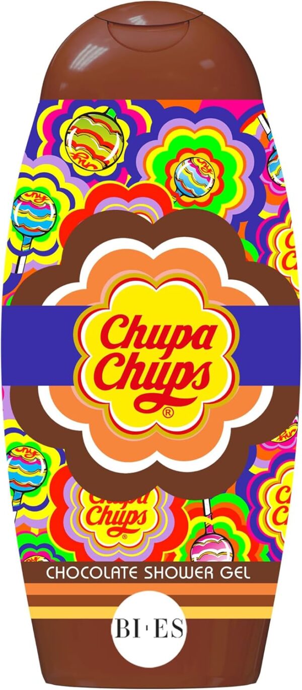 Chupa Chups Chocolate Shower Gel for Kids & Adults – Paraben-Free Moisturising Shower Gel with Glycerin, Softens & Hydrates Skin, Sweet Chocolate Scent, Gentle on Sensitive Skin, Ages 3+, 250ml