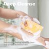 Azymi Shower Sponge, Exfoliating Bath Sponges for Adults, 2Pcs Body Scrub Sponge Dense Foam for Gentle & Deep Cleansing, Ultra-Soft for Sensitive Dry Skin