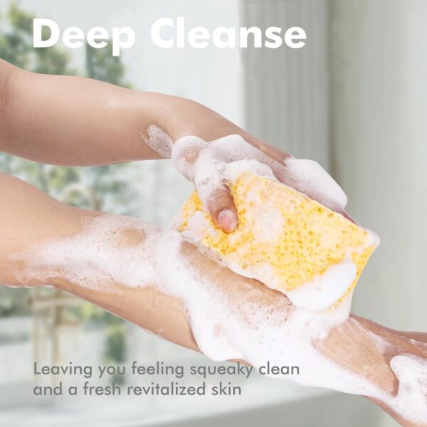 Azymi Shower Sponge, Exfoliating Bath Sponges for Adults, 2Pcs Body Scrub Sponge Dense Foam for Gentle & Deep Cleansing, Ultra-Soft for Sensitive Dry Skin
