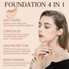 4 in 1 Colour Changing Foundation, SPF50 Medium Spectrum Foundation, Colour Changing Mature Skin Foundation, Full Coverage Skincare, Moisturizing Anti-aging, Universal Shade for All Skin Types-30ML