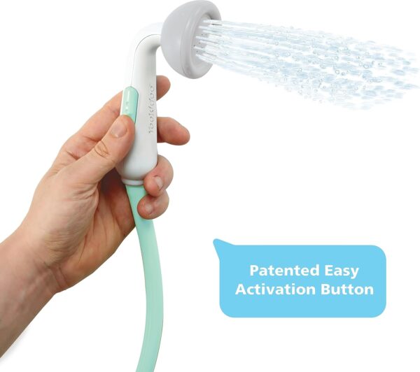 Yookidoo Baby Bath Shower Head - Elephant Water Pump with Trunk Spout Rinser - Control Water Flow from 2 Trunk Knobs in Tub or Sink for Infants and Newborn Babies (Turquiose)