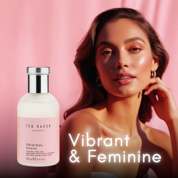 Ted Baker Woman Pink EDT, floral green feminine fragrance, opening notes are fresh peach, bergamont and tangerine with warm musk, vanilla and vetiver base notes, 100ml