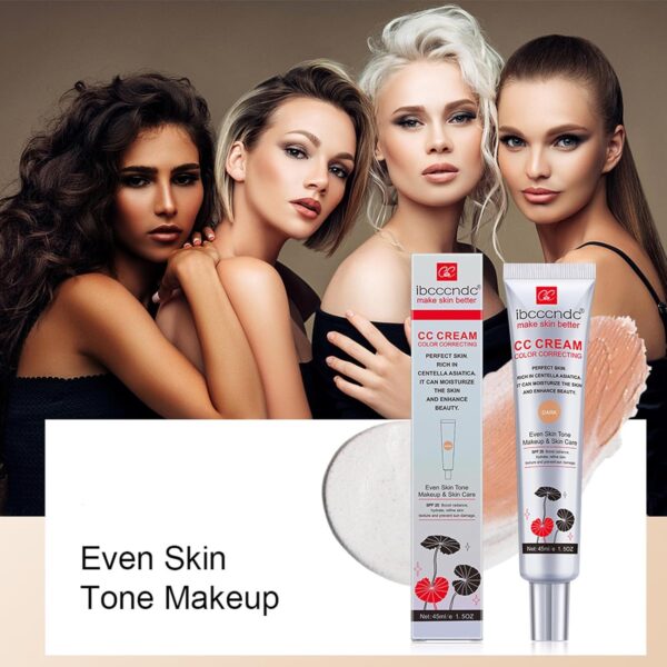 Color Correcting CC Cream with Centella Asiatica Full-Coverage Foundation with SPF 25,Lightweight Skin Perfector Tinted Moisturiser, Even Skin Tone Invisible Pores Face Concealer Makeup CC Cream