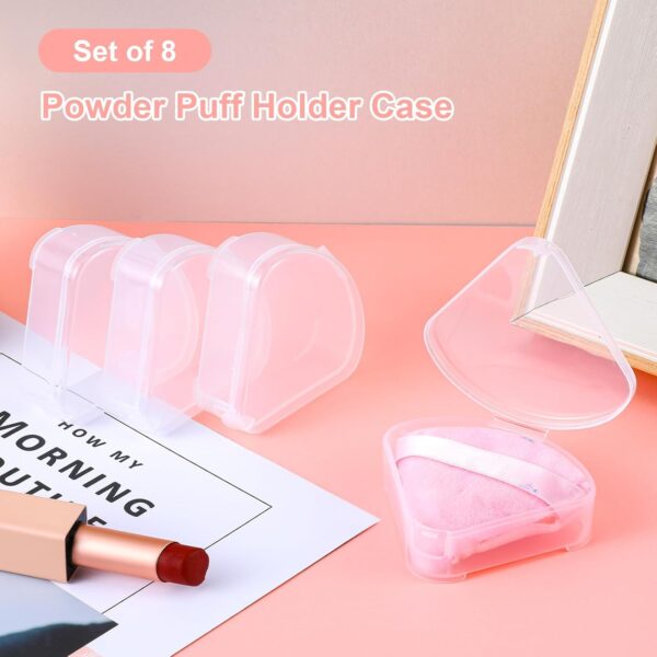 8 Pcs Powder Puffs Cases, Triangle Powder Puff Container Clear Makeup Sponge Protective Container Portable Beauty Blender Holder Reusable Dust-Proof Pocket Cosmetic Puff Box for Travel