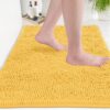 LuxUrux Bath Mat-Extra-Soft Plush Bath Shower Bathroom Rug, 1'' Chenille Microfiber Material, Super Absorbent Shaggy Bath Rug (Yellow, 50 x 80 cm)