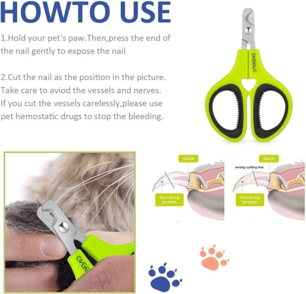 OneCut Pet Nail Clippers, Update Version Cat & Kitten Claw Nail Clippers for Trimming, Professional Pet Nail Clippers for a Cat, Puppy, Kitten & Small Dog (Green)