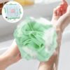 2-In-1 Bath Sponge, Shower Puff Loofah Shower Puff Loofah Sponge Bath Scrunchies Scrubbing and Cleaning - Body Scrubbers for Use In Shower for Men Women Bath Supplies (Green）