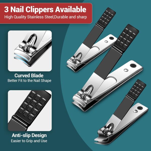 Manicure Set 18pcs,DUAIU Manicure Pedicure Tools Kit,Nail Clipper Set Gifts for Women/Men,Stainless Steel Nail Set Manicure For Toe and Finger Nails Grooming Care with Zipper Bag