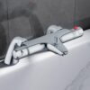DEPTUNA Thermostatic Bath Shower Mixer,Thermostatic Bath Taps,Bath Mixer Taps with 38°C Anti-Scald Valve and Safety Button,Deck Mounted,Chrome