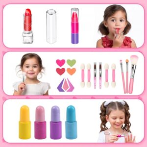 Kids Makeup Sets For Girls, 48pcs Washable Make Up Set with Glitter Lipstick, Eye Shadow, Costume Accessories, Childrens Games Toy Presents for Christmas Birthday, 3-12 Year Old Girls Gift (48)