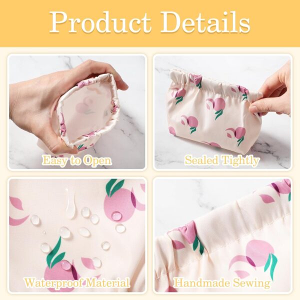 Ptwola 3pcs Small Makeup Bag for Purse, Mini Portable Printed Cosmetic Bags Waterproof No Zipper Self-Closing Travel Storage Pouch for Headphones Jewelry Coin Lipstick