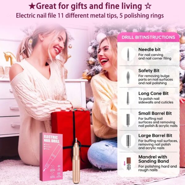 FOLAI Electric Nail Files, Professional Nail Drill for Acrylic Nails Gel, Electric Nail Drill 20000 RPM, Adjustable Speed E File for Nails, for Beginner Girl Women Mum