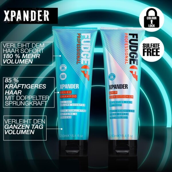 Fudge Professional Xpander Volumizing Shampoo, 180 Percent Denser Hair, for Fine, Flat Hair, Colour-Lock and Bond Repair Technology, 250 ml