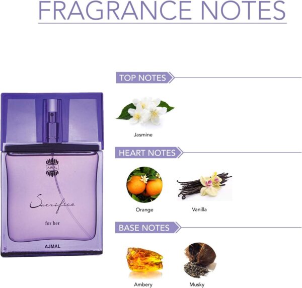 Ajmal Sacrifice Her Women Eau De Parfum |Handpicked Luxury Long Lasting Woody & Floral Fragrance Made in Dubai Perfume for Women 50ML