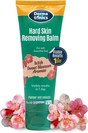 Dermatonics Natural Care Hard Skin Removing Balm- for Feet, Sweet Blossom Aromas, Shea Butter and Hydrates with Oat Lipids, Diabetics and Vegan Friendly, 70 ml