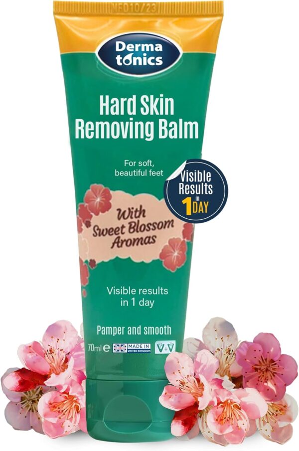 Dermatonics Natural Care Hard Skin Removing Balm- for Feet, Sweet Blossom Aromas, Shea Butter and Hydrates with Oat Lipids, Diabetics and Vegan Friendly, 70 ml