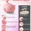 Scalp Massager Hair Growth Shampoo Brush, Silicone Scalp Scrubber Shower Scalp Brush for Hair, Head Massager Scalp Exfoliator for Dandruff Removal, Wet Dry Scalp Massage Tool for Hair Care, Pink