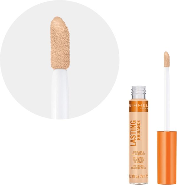 Rimmel Lasting Radiance Full Coverage Concealer and Eye Illuminator, 10 Ivory, 7ml
