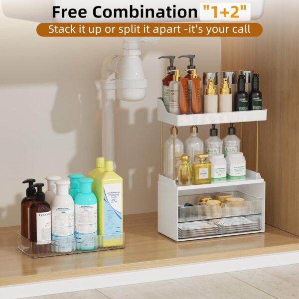 Makeup Organiser - Upgrade 2 Tier 3 Drawers Large Vanity Organiser, Versatile Cosmetic Organisers, Exquisite Bathroom Organiser Storage, Skincare Organisers, Dressing Table Organiser, Clear