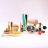 Pretend Makeup Sets Montessori Wooden Toy Kit Pretend Makeup Play Dress Up Kit for Toddler Children & Little Girls Fake Makeup Cosmetic with Hair Dryer, Mirror, Perfume Gifts Ages 3 +