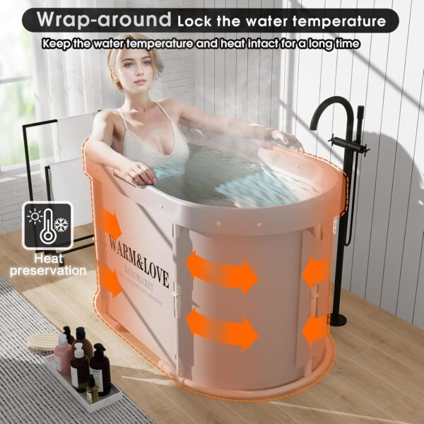 Portable Foldable Bathtub, Soaking Bathtub for Hot Shower and Ice Bath, Sauna Bath Tub for Adults (94L x 55W x 56H cm)