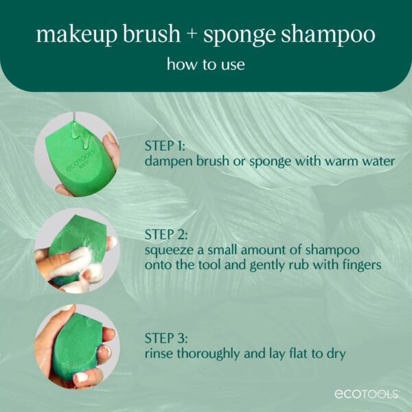 EcoTools Makeup Brush and Sponge Shampoo, Removes Makeup, Dirt, & Impurities From Makeup Brushes & Makeup Blending Sponges, Fragrance-Free, Vegan, & Cruelty-Free, 6 fl.oz./ 177 ml, 1 Count