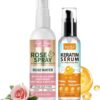 Keratin Protein Hair Serum Anti Frizz Control Repair Hair- Rose Water Spray for Hair Moisturize Anti-Frizz Hair Smooth Products Curly Hair Brush Curl Defining Brush for Shaping Hair Women Men(3PCS)