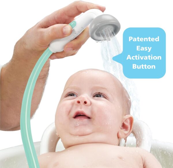 Yookidoo Baby Bath Shower Head - Elephant Water Pump with Trunk Spout Rinser - Control Water Flow from 2 Trunk Knobs in Tub or Sink for Infants and Newborn Babies (Turquiose)