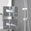 Youyijia Shower Riser Kit Shower Mixer Twin Head Shower Set Bathroom Square Mixer with Handheld Shower and 8" Square Overhead Adjustable Rainfall Shower Taps and Hose Chrome Plated Kit (Round)