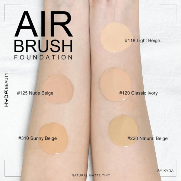 KYDA AirBrush Foundation Spray, Silky Foundation Makeup, High Coverage Smooth Creamy Finish, Lasting Lightweight Breathable, Moisturizing Makeup Primer (#118)