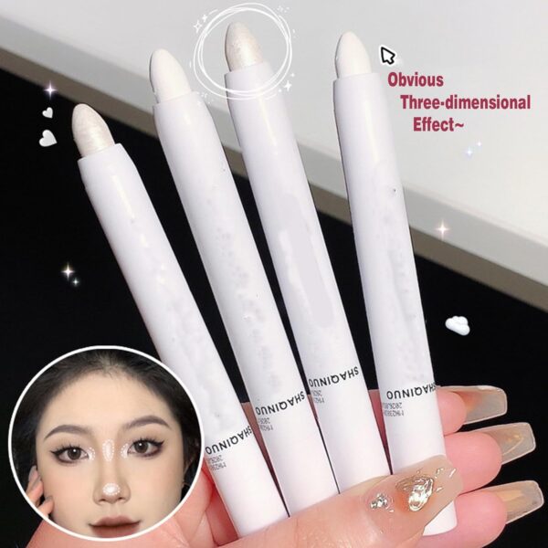 Brightening and Contouring Highlighter, Pearlescent Shiny Eyeshadow Makeup Pen, Long-lasting and Waterproof, Suitable for Women to Brighten and Shape (Eye and Face Makeup)