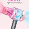 Wavytalk Hair Dryer, Blown Away Ionic Hair Dryer for Curly Hair with Diffuser, 1875W Fast Drying Blow Dryer with Ceramic Technology, 3 Attachments for All Hair Types, Light and Quiet, Rose Gold