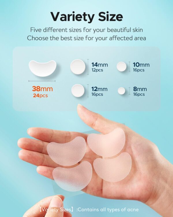 71ZsWfm4JdL._AC_SL1500_.jpg LitBear 84 Patches 5 Size Acne Patches Large, Hydrocolloid Pimple Patches for Large Breakouts, Zit and Blemish, Large Acne Patches for Face, Chin, Back and Body with Tea Tree Oil