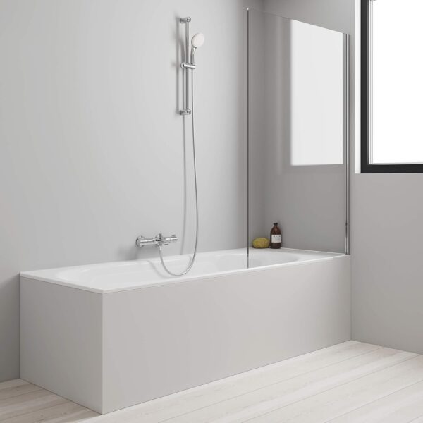 GROHE Grohtherm 800 - Wall Mounted Exposed Bath Thermostat (Automatic Bath/Shower Diverter, Safety Button at 38°C, Built-In Non-Return Valves), Chrome, 34569000
