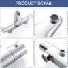 Thermostatic Bath Shower Mixer, Bevankly Exposed Thermostatic Shower Mixer Taps Valve Anti Scald Tap, Deck Mounted Bath Shower Mixer Bar with Anti-Scald Control Valve, Brass, 180mm