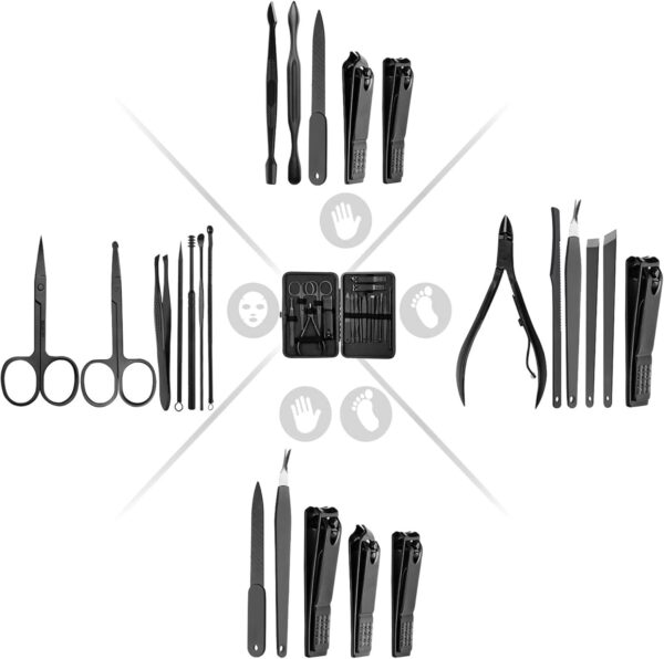 Manicure Set 18pcs Stainless Steel Nail Clippers Set Cuticle Remover Cutter Trimming Grooming Tools Manicure & Pedicure Set Accessories for Women & Men
