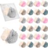 Sadocom 24 Pack Travel Loofah, Individually Wrapped Small Loofah Shower Pouf, 4 inch Mini Bath Sponges for Shower, Multicolor