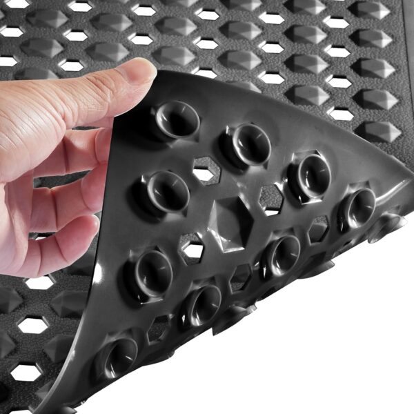 DOPROP Square Black Non Slip Shower Mat for Inside Shower 53x53cm BPA Free Latex Free PVC Bath Mat for Walk In Shower Tray with Suction Cup Drain Holes Machine Washable Safety Bathroom Mat For Elderly