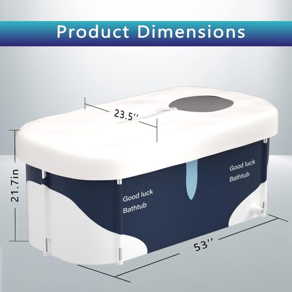 140cm Extra Large Portable Foldable Bathtub with Metal Frame for Adult, Family SPA Soaking Tub with Cover for Small Bathroom, Thicken Multiple Layer Bathtub with Lid (Milk Style with Metal Frame)