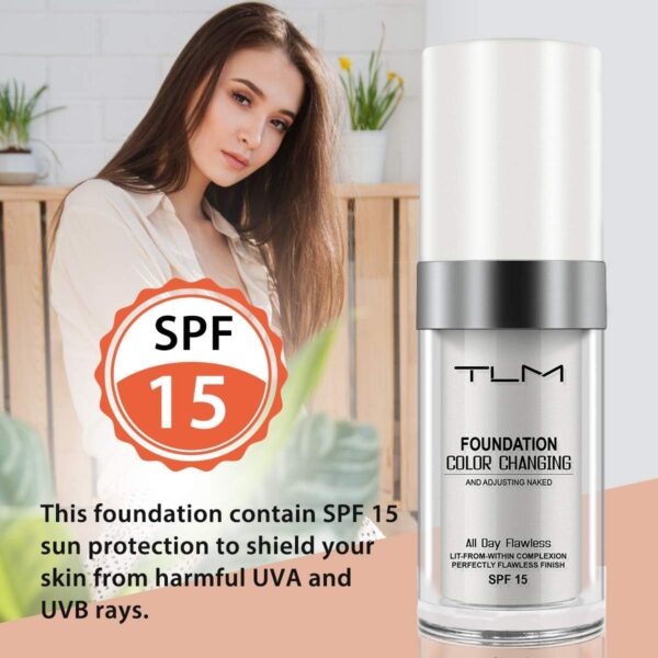 Find Back 2PACK TLM Flawless Colour Changing Warm Skin Tone Foundation,Naturally Blends Moisturizing Foundation Makeup,Long Lasting Poreless Liquid Cover Concealer SPF 15 for Face Makeup, Beige