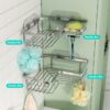 HapiRm Shower Caddy Shower Corner Shelves with 11 Hooks, Shower Organiser for Razor soap and shampoo, Bathroom Storage & Kitchen Storage Bath Accessories Stainless Steel, 6 Sticker, 2 pcs