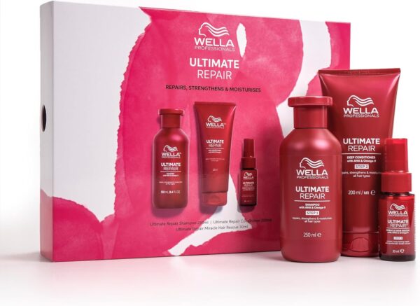 Wella Professionals Ultimate Repair Gift Set | Includes Shampoo, Conditioner and Miracle Hair Rescue Spray Serum | Ultimate Daily Routine for Damaged Hair