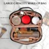 MAMUNU Large Capacity Cosmetic Travel Makeup Storage Bag with Handle Portable Zipper Cosmetic Toiletry Makeup Bag Large with Compartments for Women Girls, Black