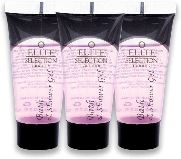 71aqarDjQMS._AC_SL1500_.jpg 20 ml Elite Selection London Bath & Shower Gel Tubes Refreshing Bath & Shower Gel Body Wash for Normal Dry & Sensitive Skin Eurosplash Amenities Hotel B&B Guest House Gym Travel (Pack Of 25)