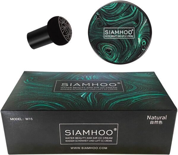 SIAMHOO CC Cream Foundation with Mushroom Head Air Cushion CC Cream Foundation Full Coverage for Flawless Makeup, Even Skin Tone 0.7fl.oz - Natural