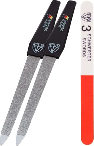 3 Swords Germany - Sapphire Metal Nail File 2 Pieces with 1 Piece 3-Way Nail Buffer – Nail Care for You Made in Germany