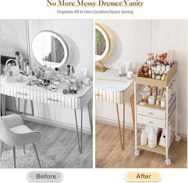 Makeup Organiser, Make Up Organiser and Storage with Drawers Floor Skincare Organiser Vanity Desk Cosmetics Organiser Display Perfume Organiser for Skin Care Nail Polish Perfume Makeup Brush Hair Tool