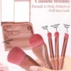 PGRODE Travel Size Makeup Brushes Mini Set with Hard Case and Built-in Mirror, 5Pcs Small Cosmetic Brushes, On the Go Brush Travel Essentials kits for Women, Girls Gift (Red)